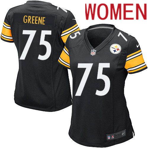 Women Pittsburgh Steelers 75 Joe Greene Nike Black Game Player NFL Jersey
